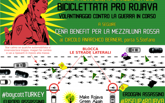 lun 4 nov h.18: biciclettata pro Rojava e cena benefit per la Mezzaluna Rossa